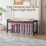 Shoe Rack Organizer for Small Spaces 2Tier Long Narrow Shoe Stand, Closet Shoe Rack, Small Shoe Shelf for Closet Entryway Corner Garage and Bedroom Front Door - Shoe Storage Combining Wood and Metal ZHUTIANXIA