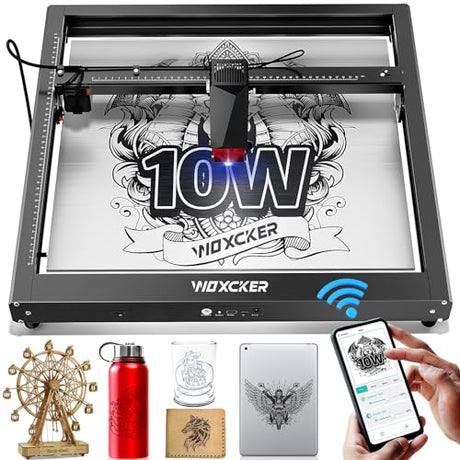 Laser Engraver, Woxcker JL7 10W with 400x400mm Bed Size 0.01mm High Precision High-Speed Laser Engraving and Cutting Mahcine for Wood Metal Leather Glass Stone（Class 1 Output Wattage 10000mW） Woxcker