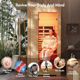 ENSTVER Infrared Wood Sauna 6.4Ft 1-2 Person, Luxury Full Spectrum Far Infrared Sauna Features Low EMF 1745w 7-Light Dynamic & Music Speakers, Canadian Hemlock Dry Indoor Saunas for Home & Gym ENSTVER