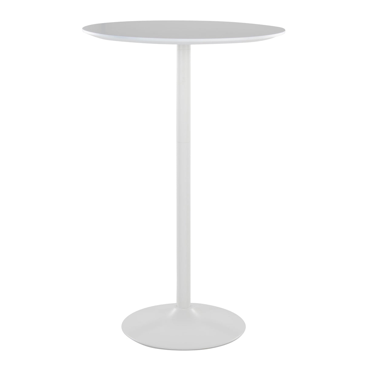 LumiSource Pebble 3-Height Adjustable Bar Table, Round High Top Pub Table (White Metal, White Wood) LumiSource
