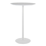 LumiSource Pebble 3-Height Adjustable Bar Table, Round High Top Pub Table (White Metal, White Wood) LumiSource