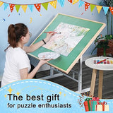 BittPicc Puzzle Table 1500 Pieces Wooden Jigsaw Puzzle Table with Legs Height Adjustable & Angled Tiltable Puzzle Tables for Adults Folding Puzzle Board Table BittPicc