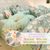CinYana Sage Green Duvet Cover,Botanical Daisy Floral Duvet Cover Set,3 Pcs Kids Comforter Cover Set,Garden Flower Bedding Set,Soft Reversible for Girls Women Boys(Flowers,Twin) CinYana