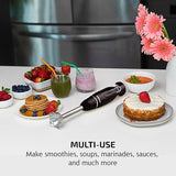 OVENTE Electric Immersion Hand Blender 300 Watt 2 Mixing Speed with Stainless Steel Blades, Powerful Portable Easy Control Grip Stick Mixer Perfect for Smoothies, Puree Baby Food & Soup, Black HS560B OVENTE