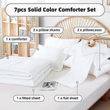 weigelia Full Size Comforter Set 7 Pieces White Comforter Full Size for Women and Men Microfiber Fluffy Comforter Set Full Comforter Set with Sheets and Pillow Shams Ultra Soft Lightweight All Season weigelia