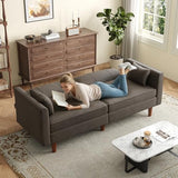 ONBRILL 71" Futon Sofa Bed,Convertible Sleeper Couch with Adjustable Backrest, Folding Loveseat for Apartment, Living Room, Office, Faux Leather,Brown ONBRILL