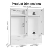 Madesa 4 Doors 4 Drawers Storage Cabinet Wardrobe with Shelves and Hanging Space 63" L Wooden Armoire Closet Organization Unit for Bedroom and Office (White) Madesa