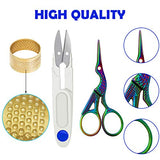 Mudder 53 Pieces Cross Stitch Tool Embroidery Starter Kit Includes Bamboo Circle Cross Stitch Hoop Ring Sewing Scissors Needle Threading Tools Thimbles Floss Bobbins Seam Ripper and Embroidery(Blue)