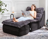 Hobestluk Sofa Couch Foam Sofa for Small Spaces Comfy Sofas with footrest Couch Recliner Small Sofas for Living Room, Bedroom, Apartment (Dark Grey)