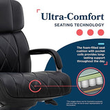 La-Z-Boy Symphony Executive Mid-Back Office Chair, Diamond Quilt Seat and Back, Pocket Coil Cushion, Padded Armrests, Ergonomic Computer DeskChair, Swivel Metal Base, Bonded Leather, Black/Graphite La-Z-Boy