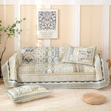 WONGS BEDDING Boho Quilt Set Queen, 3 Pieces Beige Patchwork Bedspread Coverlet Set,Soft Lightweight Microfiber Bohemian Floral Pattern Bedding Set for All Season (96"X90") WONGS BEDDING