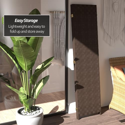 Red Lantern 6 ft. Tall Woven Fiber Outdoor All Weather Room Divider - 3 Panel - Dark Brown Red Lantern