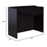 Oakestry Glazed Reception Desk Mocha Finish 48 Inch Wide Contemporary Entry Table with Transparent Transaction Counter Stylish Office Front Desk Modular Reception Station Durable Laminate Furniture Oakestry