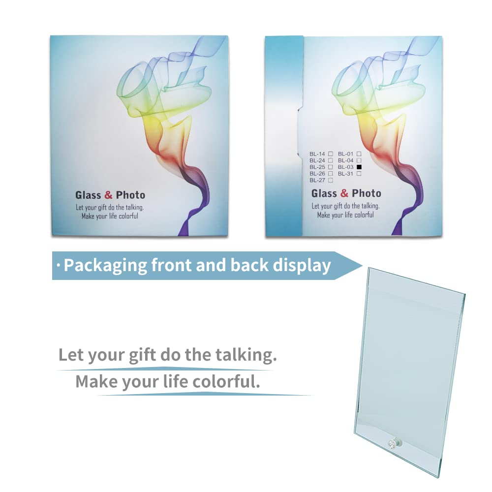 MR.R 2 piece 8'' Sublimation Blanks Glossy Glass Photo Frame,No Edge,Single Hole Picture Frame for Heat Transfer Printing,6x9 inch MR.R