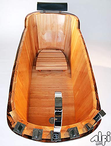 ALFI brand AB1148 59-Inch Free Standing Oak Wood Bath Tub with Chrome Tub Filler ALFI brand