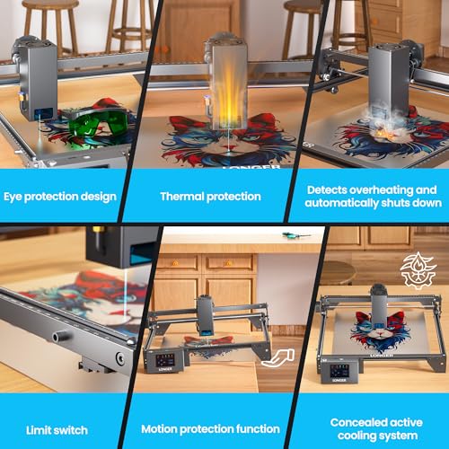 LONGER RAY5 Laser Engraver 20000mW Laser Cutter 130W CNC Laser Cutter with 3.5"Touch Screen Laser Engraving Machine DIY Engraver Tool for Metal Glass Wood Leather Laser Class ii Longer