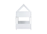 DaiNNCN House Bunk Bed for Kids,Twin Over Twin Bunker Bed with Guardrails and Ladder,Headboard,Footboards,Rubber Wood Bed Frame for Kids,Girls-White DaiNNCN