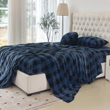 Elegant Comfort Luxuriously Soft 4-Piece Velvet Plush Flannel Sheet Set - Premium Quality - Cozy Warm, Anti-Static, Non Pilling Fuzzy Velvet Flannel Fleece Deep Pocket Sheet Set - Queen, Buffalo Blue Elegant Comfort