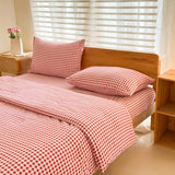 NSNLGSGC Twin Comforter Set, Red Gingham Bedding Comforter Sets, Red Grid Bed Comforter 2 Pieces (1 Comforter, 1 Pillowcase) NSNLGSGC
