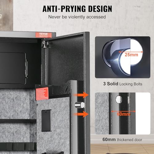 VEVOR 7-8 Rifles Gun Safe, Rifle Safe with Digital Keypad & Lock, Gun Storage Cabinet with Built-in Storage Locker, Removable Storage Shelf for Home Long Gun and Pistols VEVOR