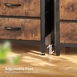 Huuger Night Stand with Charging Station, 4 Drawer Dresser for Bedroom, Bedside Table, 33.9 Inch Tall Nightstand with Open Shelf, End Table, for Closet, Entryway, Bedroom, Rustic Brown Huuger