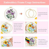Zhenqing Purple Floral Bouquet Cross Stitch Kit for Beginners - 11CT 24x24cm Pre-Printed Pattern with Embroidery Hoop, Threads & Tools(70523)