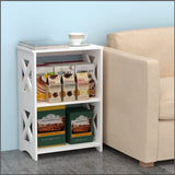 pikpuk Side Table, Narrow End Table with Storage Shelf, Minimalist Bedside Tables Nightstand, Small Bookshelf Bookcase, Bathroom Shelves, Display Rack for Bedroom, Living Room, Office, White. pikpuk