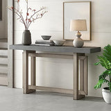 Hlcodca Contemporary Console Table with Industrial-Inspired Concrete Wood Top, Wood Legs, Extra Long Entryway Table for Entryway, Hallway, Living Room, Foyer, Corridor (Gray) Hlcodca
