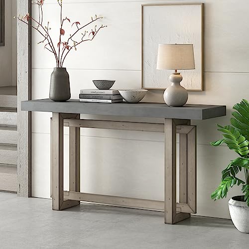 HZXINKEDZSW Contemporary Console Table with Wood Top, 59" Wood Extra Long Entryway Table with Sturdy Legs for Hallway Living Room Foyer Corridor (Gray-5) HZXINKEDZSW