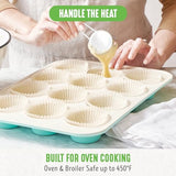 GreenLife 12-Cup Muffin Pan, Healthy Ceramic Nonstick Bakeware, PFOA & PFAS-Free Cupcake Tray, Durable Baking Pan, Versatile Kitchen Essential, Easy Clean Muffin Mold, Nonstick Baking Sheet, Turquoise GreenLife