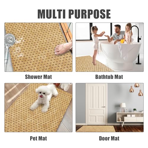 HOMBYS 47x32 Extra Large 100% Bamboo Shower Mat for Shower Stall Tub, Non Slip Bath Mat Bathroom Accessories, Large Mats for Shower and Bathroom, Quick Drying HOMBYS