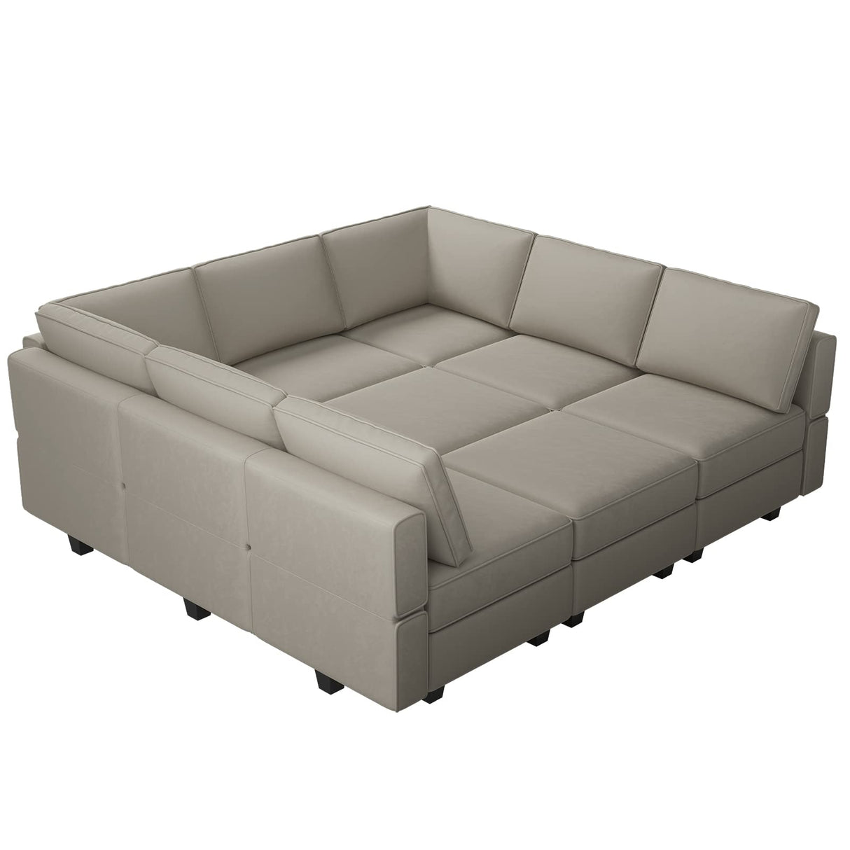 Belffin Modular Sectional Sofa with Ottomans Velvet Reversible Chaise Sleeper Bed Storage Seat Grey…, MD-S-1 Belffin