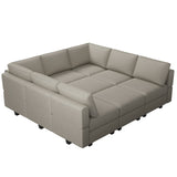 Belffin Modular Sectional Sofa with Ottomans Velvet Reversible Chaise Sleeper Bed Storage Seat Grey…, MD-S-1 Belffin