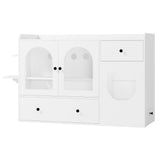 FACBOTALL 55.1" Cat Litter Box Enclosure, Furniture Hidden With Scratcher, Storage Cabinet With Bowls, Wooden Pet Crate House With Storage Spaces, Indoor House Furniture FACBOTALL