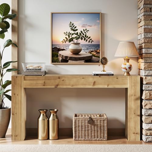 Tribesigns 63-Inch Solid Wood Console Sofa Table, Farmhouse Long Entryway Table Behind Couch for Living Room, Entrance, Hallway, Foyer, Easy Assembly (Light Brown) Tribesigns