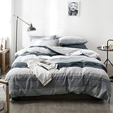 VM VOUGEMARKET Striped Bedding Duvet Cover Set King,3 Pieces Gray Blue Duvet Cover Sets,100% Cotton Modern Simple Comforter Cover with Zipper-King,Martin VM VOUGEMARKET