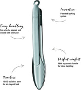 Rösle Stainless Steel 9-inch One-Handed Locking Tongs (12915) Rösle