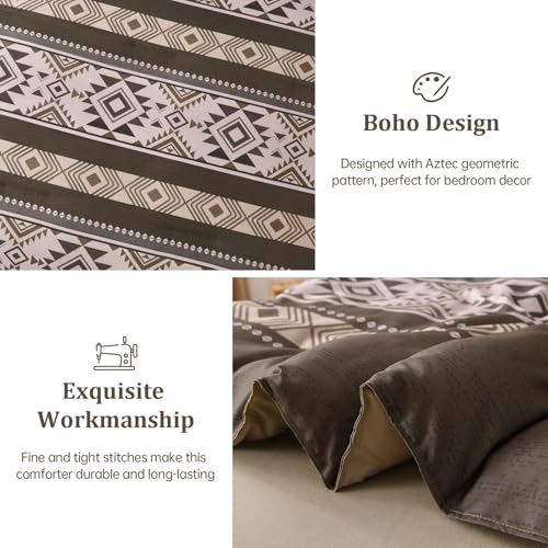 Anibedding Brown Comforter Set Queen 7 Pieces Boho Western Bedding Set for All Season, Aztec Bed in a Bag Queen Soft Microfiber Comforter Set with Sheets, Pillowcases & Shams Anibedding