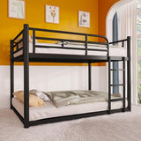 AUEYTVR Metal Full Over Full Size Bunk Bed for Adults & Kids,Low Profile Bunkbeds with Length Guardrail and Ladder, No Box Spring Needed,Space Saving,Black AUEYTVR