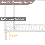 Karl home White Bunk Bed Twin Over Twin, Metal Bunk Bed with Built-in Ladder and Safety Guardrail, Space-Saving Twin Bunk Beds for Kids, Teens & Adults, No Box Spring Karl home