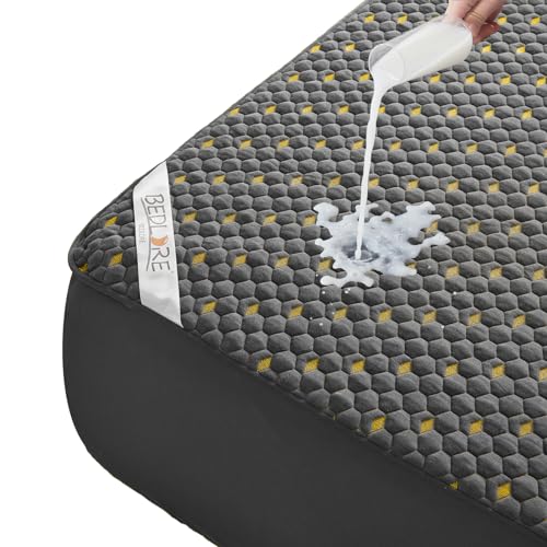 Waterproof Mattress Protector, Full Size Mattress Pad Fitted 6-15" Deep Pocket, 3D Air Fabric Double Bed Mattress Cover Noiseless Washable for College Dorm(Carbon Gray) BEDLORE