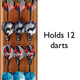 Viper Dart Caddy Solid Wood Wall Mounted Dart Holder / Stand, Displays 4 Sets of Steel or Soft Tip Darts, for all Sisal & Electronic Dartboards, Surrounds & Cabinets, Cinnamon Finish Viper