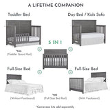 Evolur Belmar Flat 5-in-1 Convertible Crib in Rustic Grey, Features 3 Mattress Height Settings, Greenguard Gold Certified, Made of Kiln-Dried Hardwood Evolur