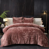 Ivellow Crushed Velvet Comforter Set King, Lightweight Comforter Set, 5pcs Ultra Soft Breathable Pink Comforter Set, Luxury Cozy Flannel Comforter King Size (1 Comforter,2 Pillow Shams, 2 Euro Shams) Ivellow
