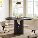 Tribesigns 39" Round Conference Table for 4, Modern Round Meeting Table with Sturdy Base, Small Compact Conference Room Tables for Office, Training, or Negotiation (Black) Tribesigns