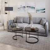 Nesting Coffee Table Set – Set of 2 Small Round Tables Nest Together for Saving Space – Modern Industrial Living Room Tables by Lavish Home (Brown) Lavish Home