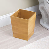 iDesign Formbu Wood Wastebasket, Small Square Trash Can for Bathroom, Bedroom, Dorm, College, Office, 8.5" x 8.5" x 10", Bamboo InterDesign