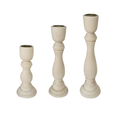 Wooden Candle Holders Set of 3,Unfinished Wood Candlesticks Holders for Taper Candle,Table Centerpieces for Rustic Wedding Party Birthday Home Decoration