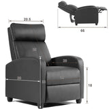 FDW Recliner Chair Massage Chair Reading Chair Reclining Sofa Home Theater Seating with Lumbar Support Massage and Padded Backrest for Living Room and Bedroom (Leather, Black) FDW