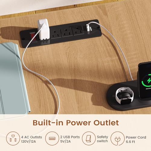 SEDETA L Shaped Electric Standing Desk, 69" x 55"Height Adjustable Office Executive Desk with 4 Drawers and Storage Shelves, Fluted Sit Stand Computer Desk with Power Outlet for Home Office, Oak SEDETA